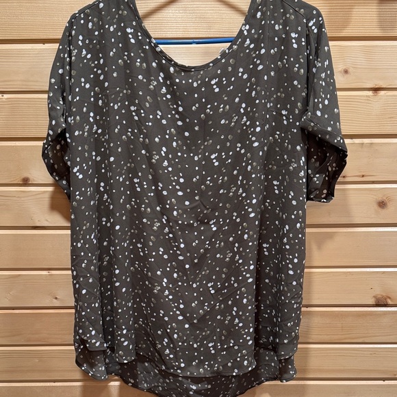 Elegant Women's Blouse - green and White Polka Dot - Picture 1 of 5